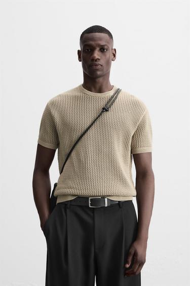 JERSEY ESTRUCTURA CALADOS - Beige oscuro de Zara