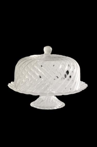 STRIPED GLASS CAKE STAND - Transparent by Zara - Image 0