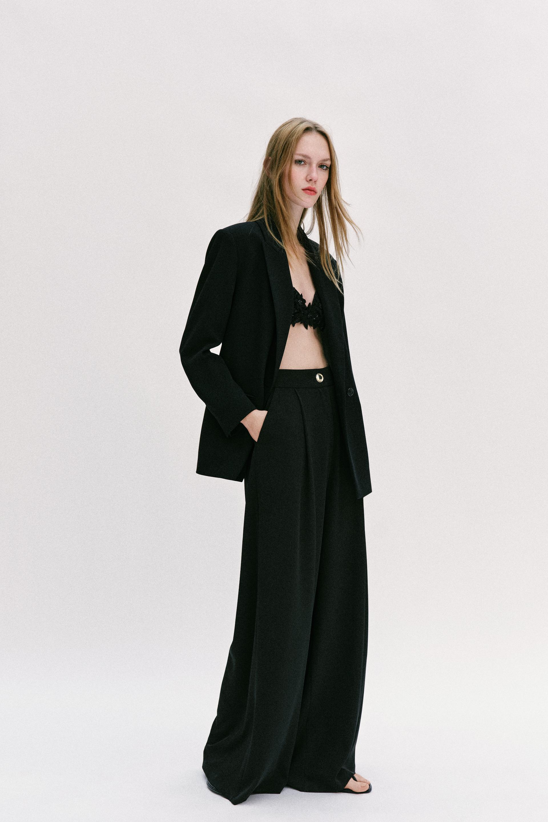 ZARA GOLD BUTTON PALAZZO PANTS