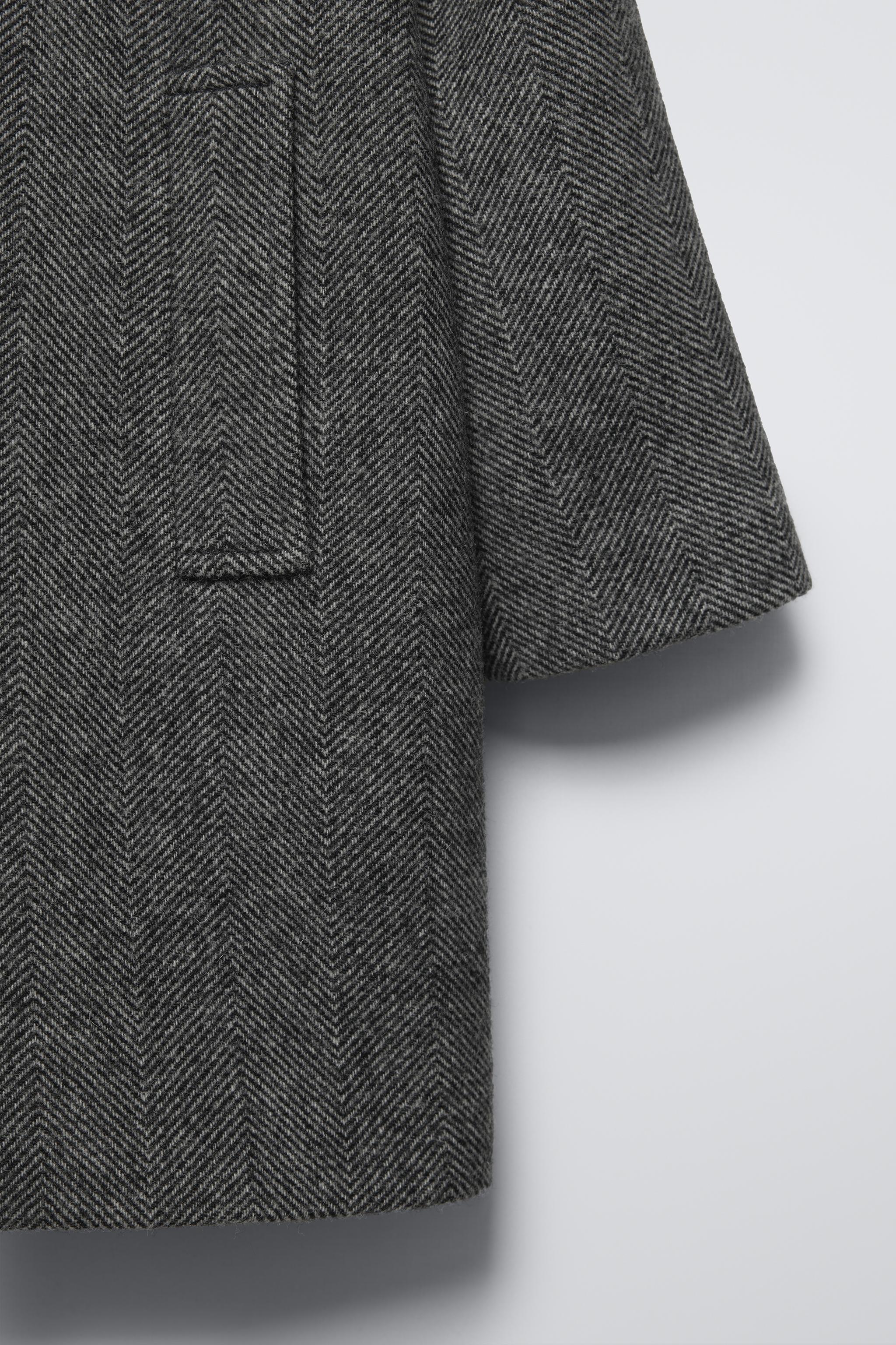 ヘリンボーン柄ロングコート - アンスラサイトグレー | ZARA