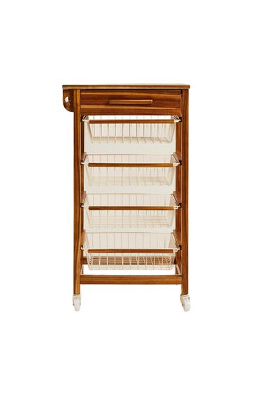 WOOD AND METAL STORAGE FURNITURE WITH WHEELS - Light beige by Zara