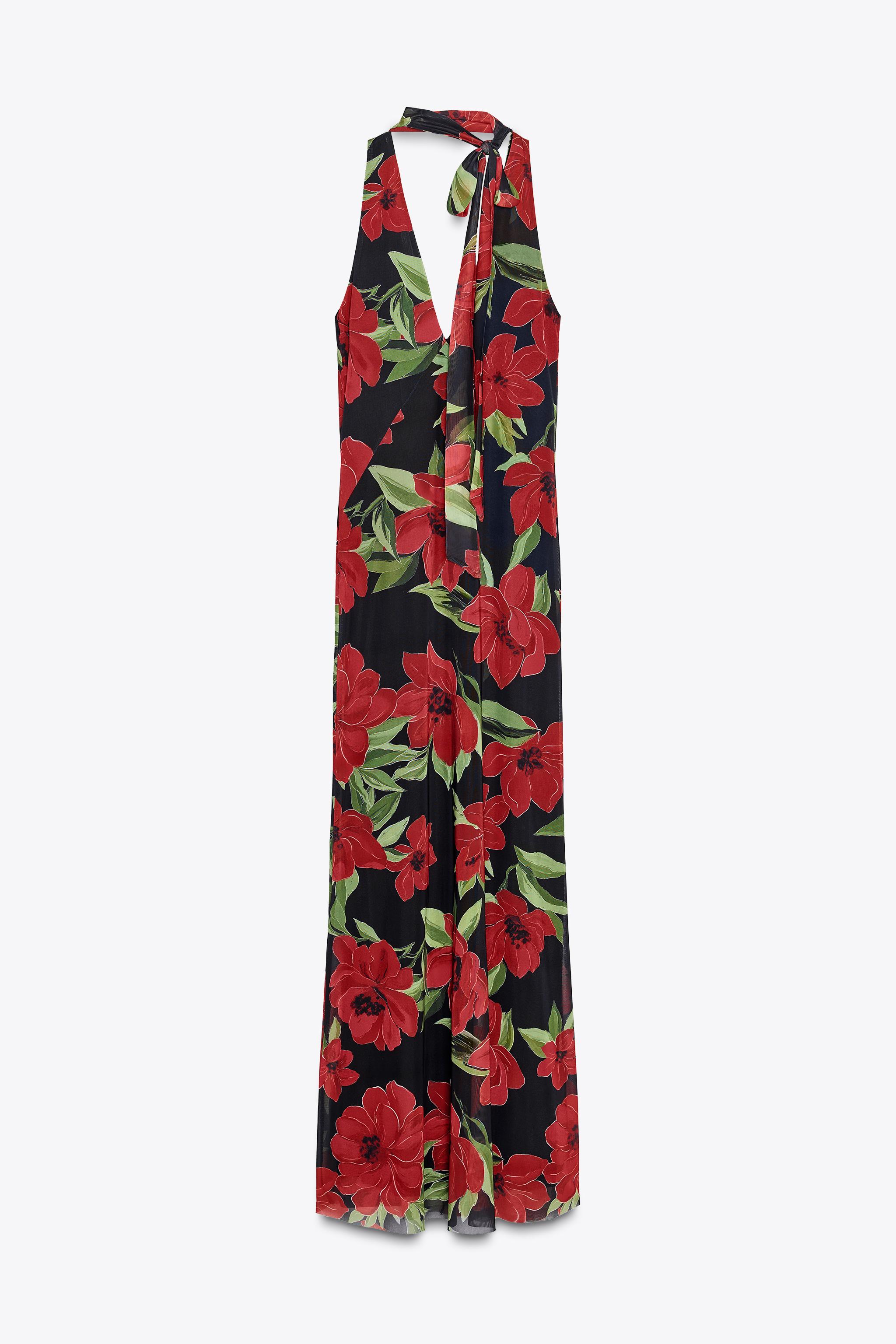 【ZARA】チュールフラワーロングワンピース 5039/126/800 チュールフラワーロングワンピース - ブラック | ZARA Japan / 日本