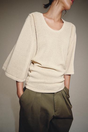 JERSEY OVERSIZE PUNTO - Crudo medio de Zara