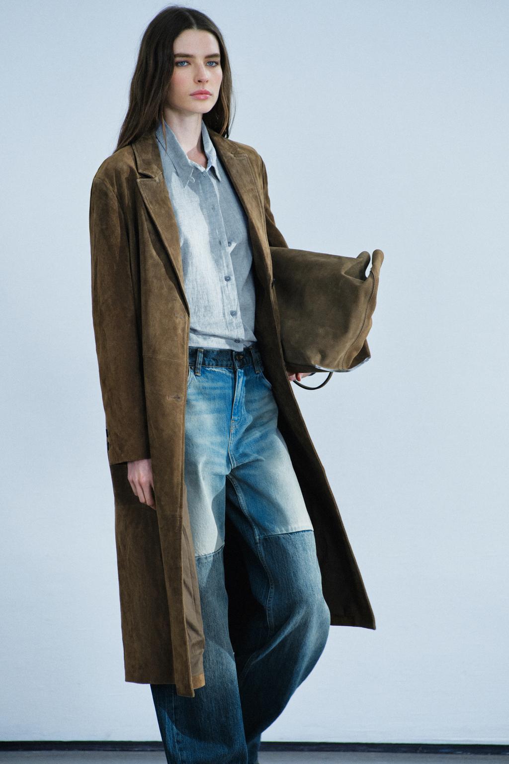 100% LEATHER LONG COAT ZW COLLECTION