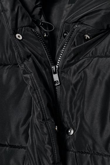 SHORT WATER-REPELLENT WINDPROOF HOODED ANORAK - Black by Zara