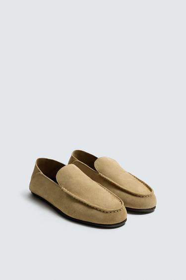 Zara 真皮樂福鞋 - 米色