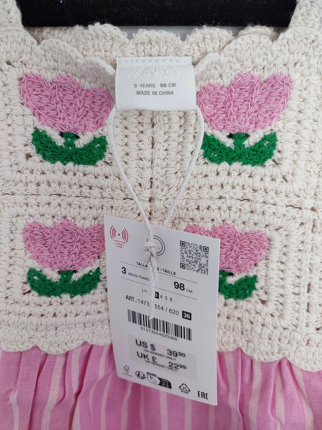 FLORAL CROCHET KNIT DRESS - Image 3