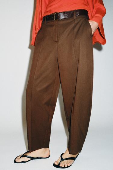 PANTALON BALLON AVEC CEINTURE - Marron de Zara