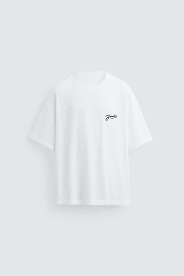 CAMISETA ESTAMPADO CONTRASTE - Blanco de Zara