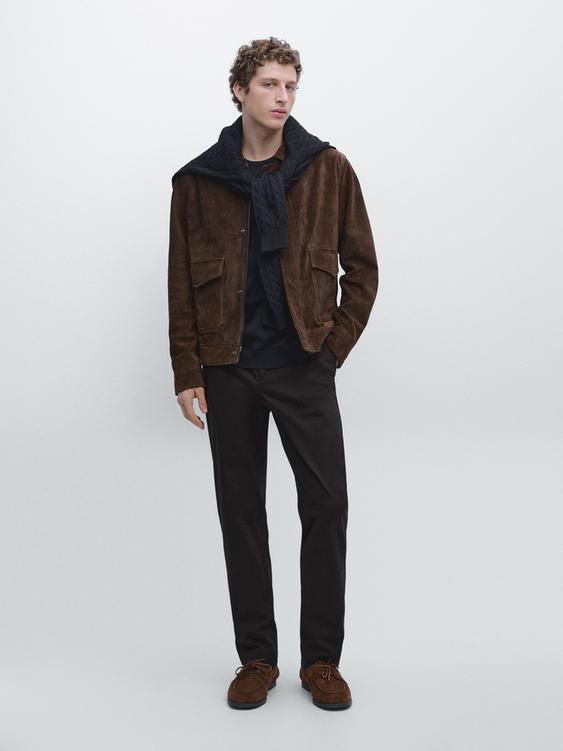 Tapered fit micro textured trousers