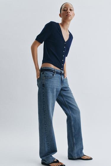 100% EXTRA FINE WOOL SHORT SLEEVE CARDIGAN - Navy blue by Zara - Image 0