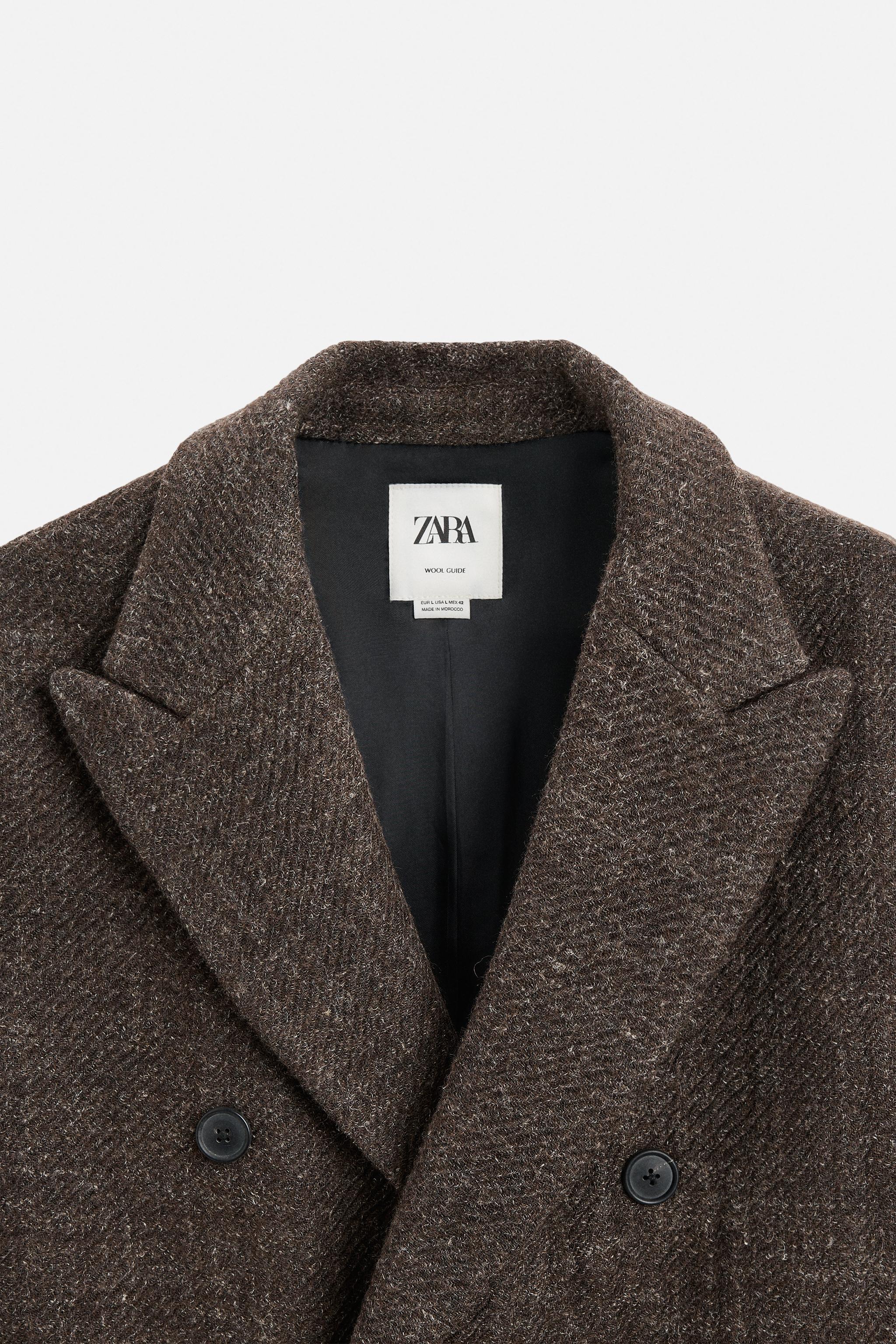 DOUBLE-BREASTED HERRINGBONE COAT - Brown | ZARA United States DOUBLE-BREASTED HERRINGBONE COAT - Brown | ZARA United States