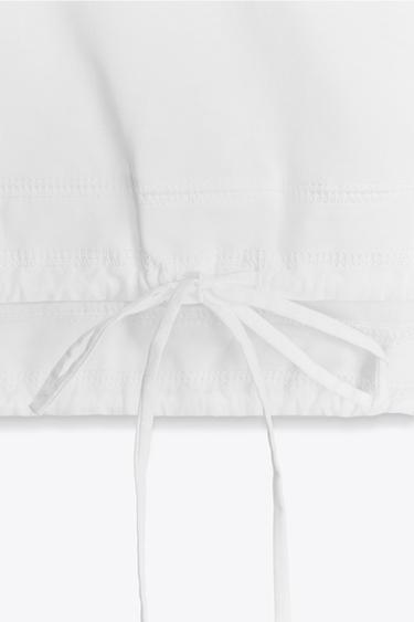 T-SHIRT EN COTON FRONCÉ - Blanc de Zara - Image 7