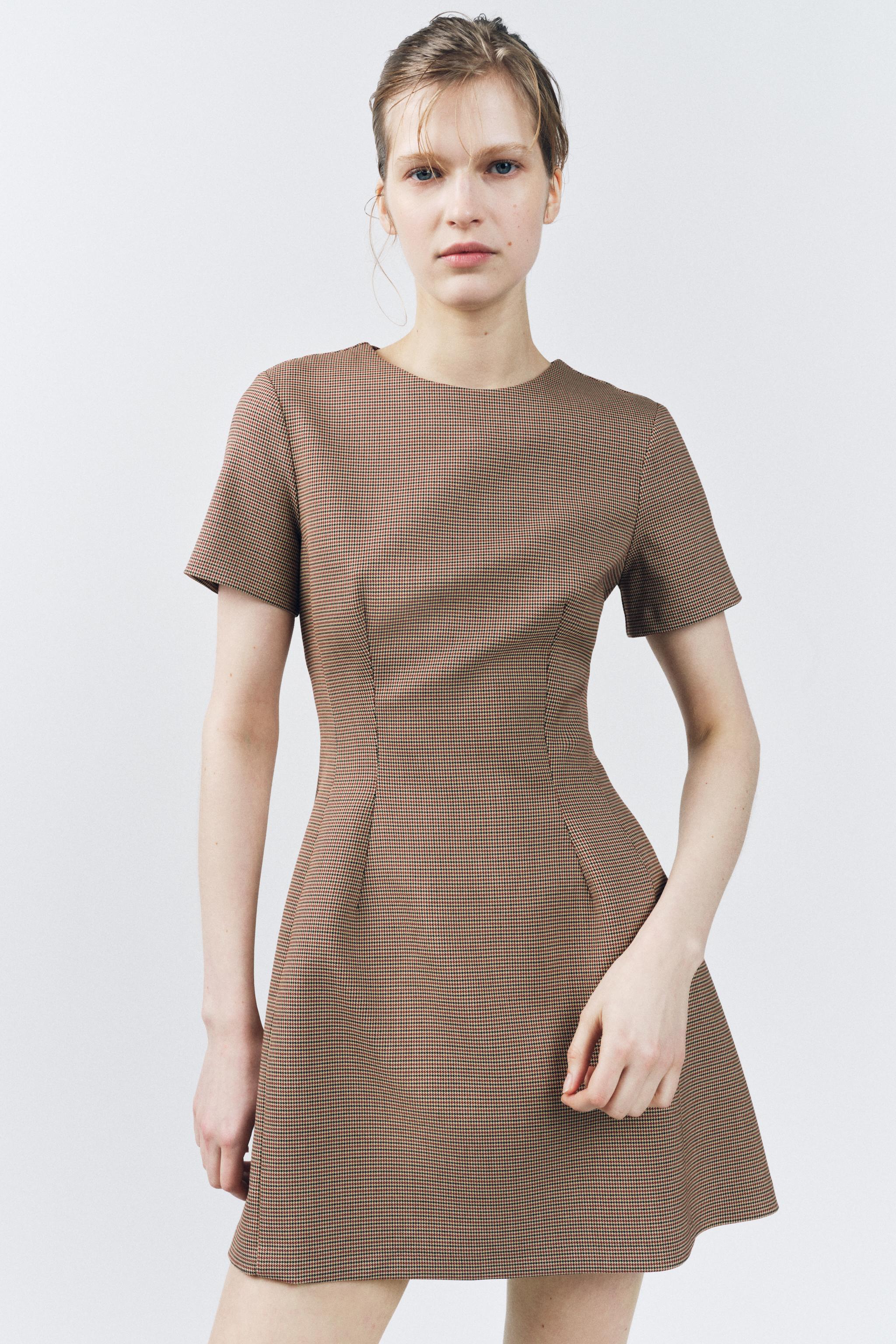 ★ZARA★ ZW COLLECTION CHECK PLEATED DRESS ZW COLLECTION CHECK PLEATED DRESS - Toffee | ZARA Australia