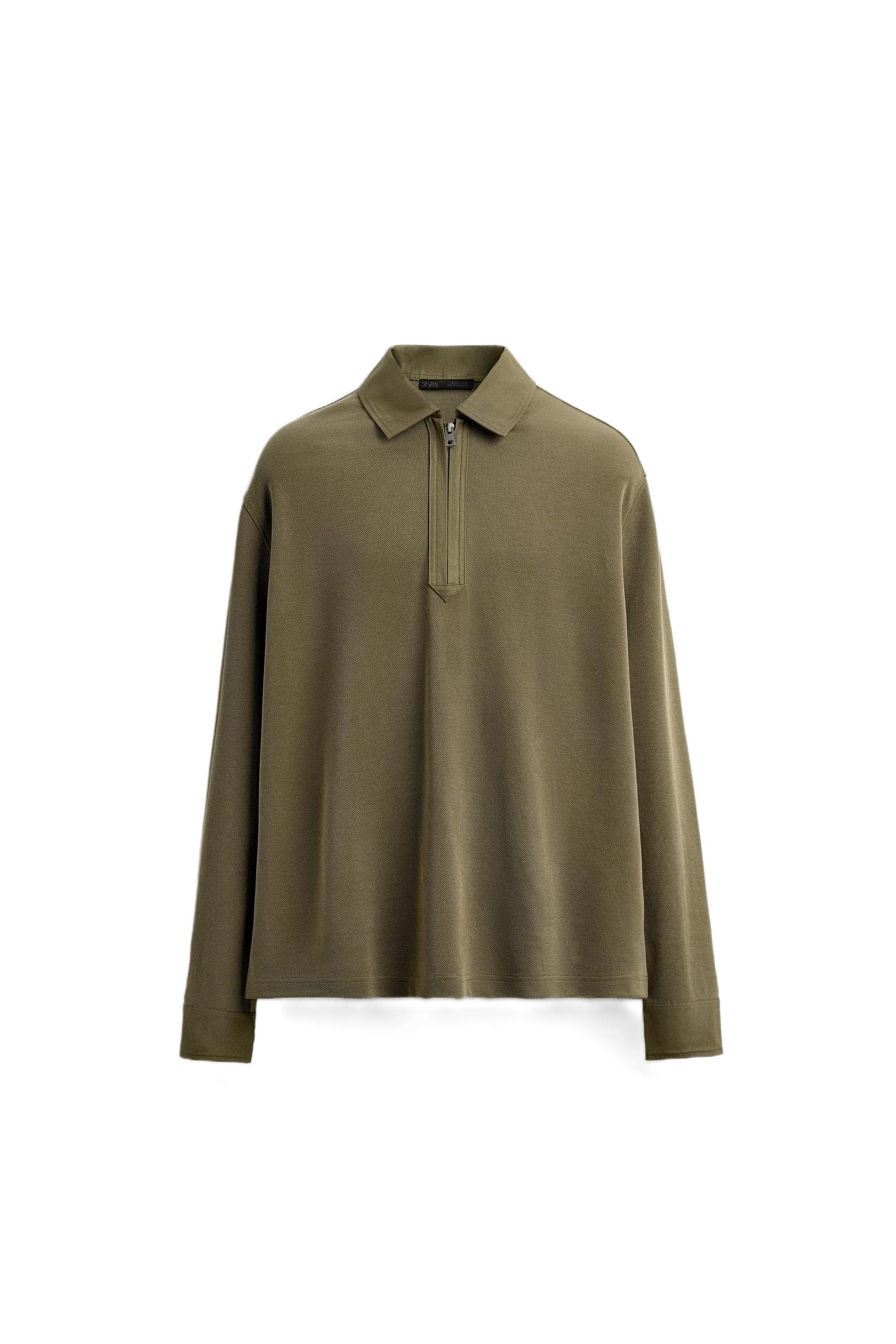 WASHED PIQUÉ TEXTURED POLO SHIRT - washed green | ZARA South Africa