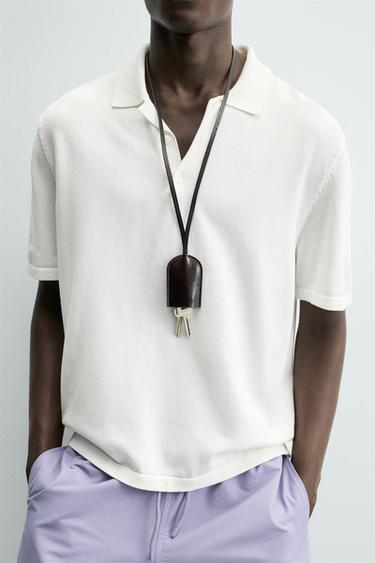 REGULAR FIT KNIT POLO SHIRT - White by Zara