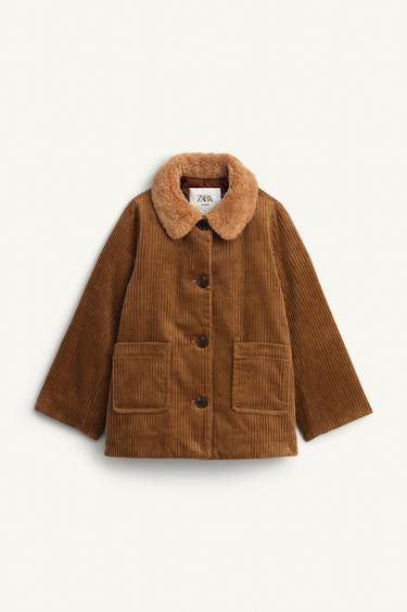ABRIGO PANA CUELLO EFECTO PELO LIMITED EDITION  - Tostado de Zara