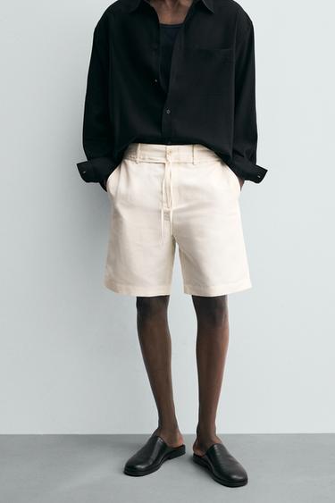 BERMUDA SHORTS WITH CORD - Oyster-white by Zara - Image 1