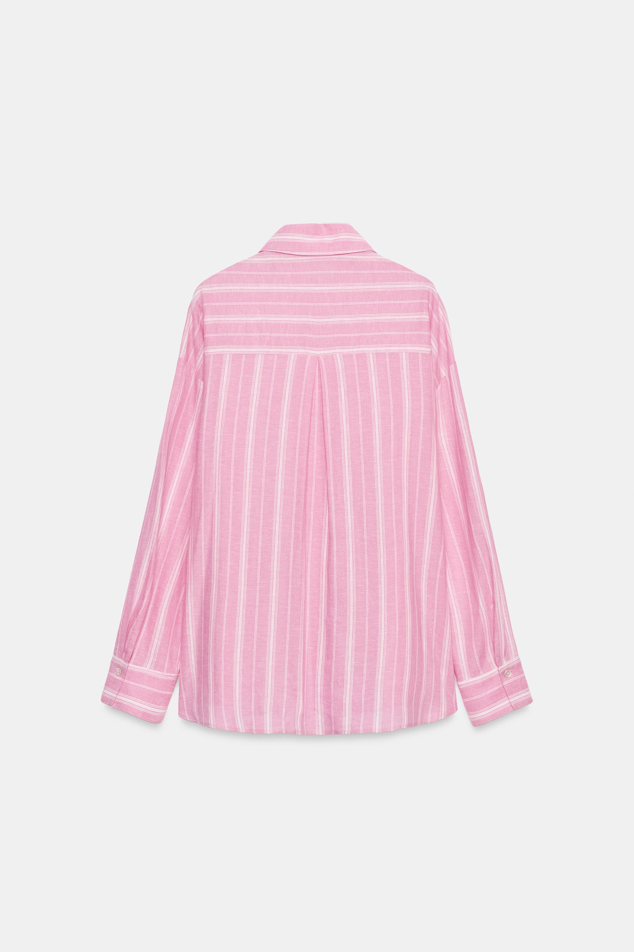 CHEMISE RAYURES OVERSIZE AVEC LIN