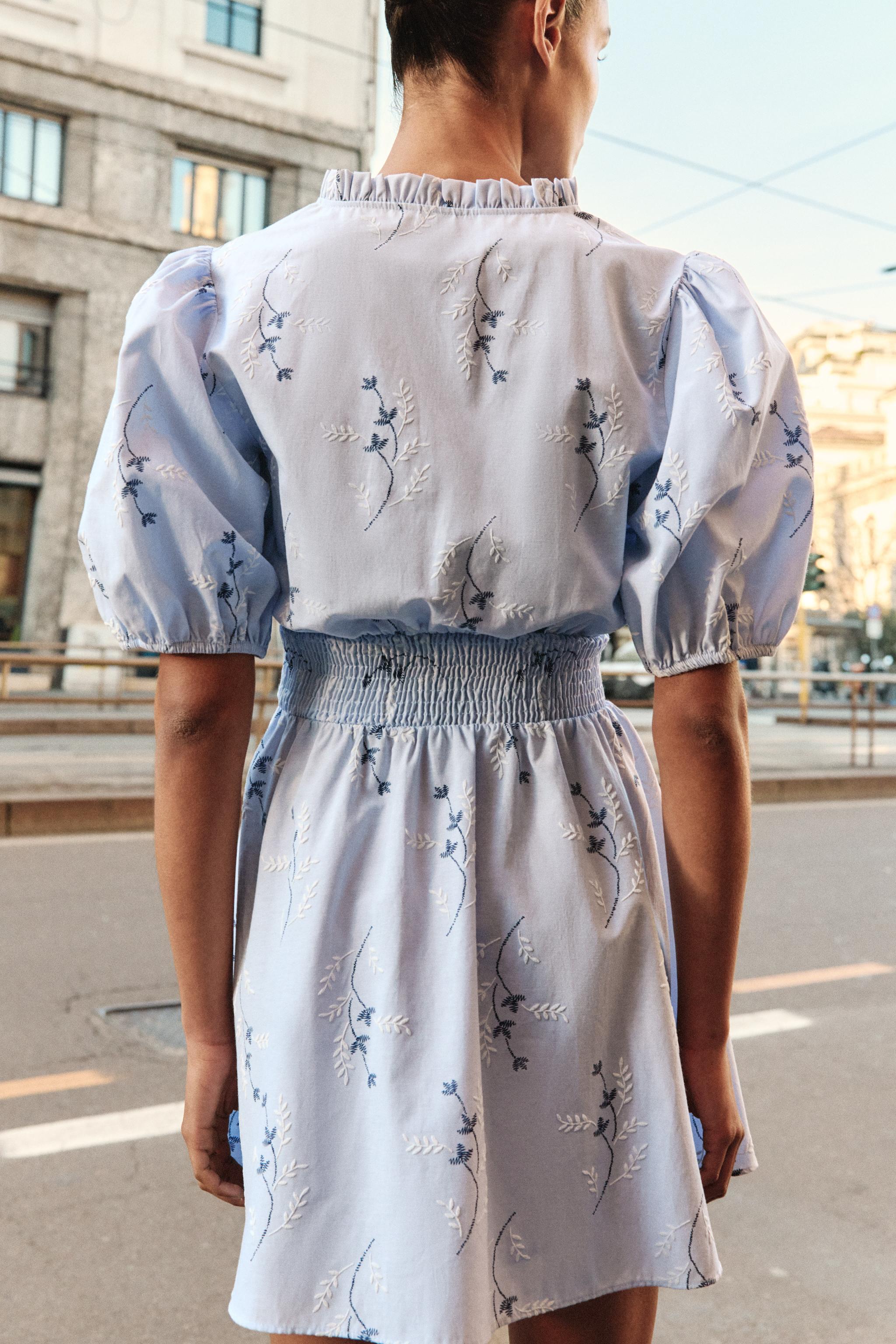 EMBROIDERED PRINTED DRESS
