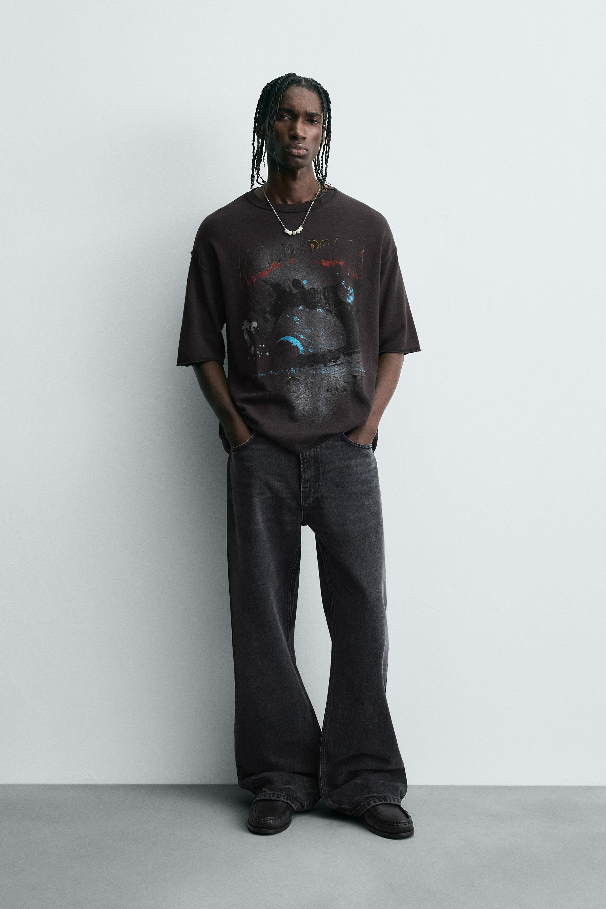 T-SHIRT EN MAILLES IMPRIMÉ DÉLAVÉ