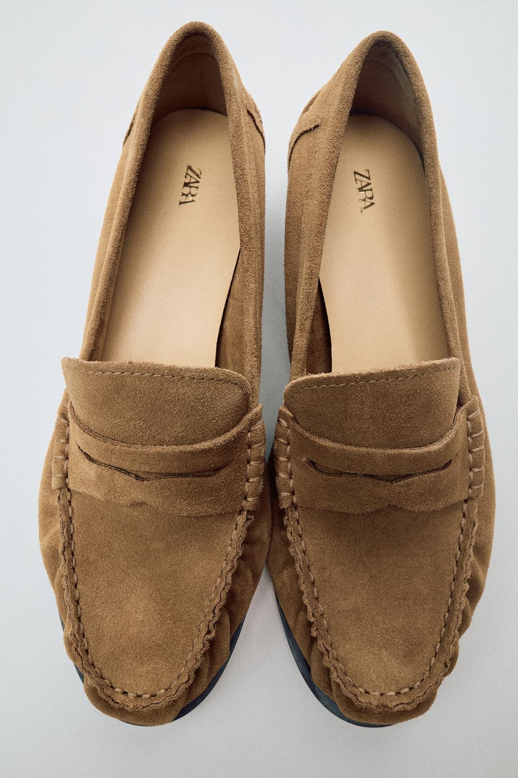 SPLIT SUEDE GATHERED LOAFERS