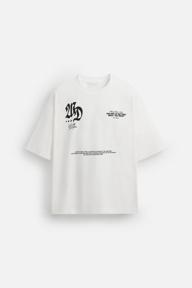 T-SHIRT À INSCRIPTIONS IMPRIMÉES - Blanc cassé de Zara - Image 6