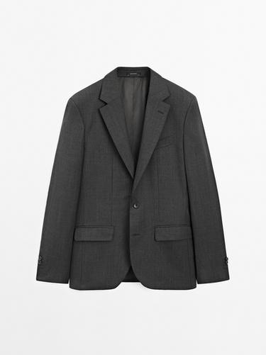 Americana de traje 100% lana - Gris Antracita de Zara - Imagen 0
