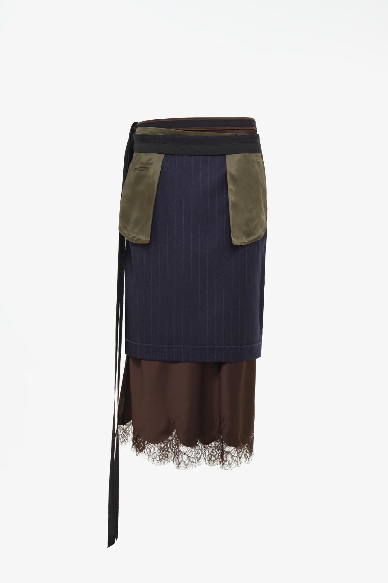 LIMITED EDITION COMBINED FABRIC WRAP SKIRT — Dark navy