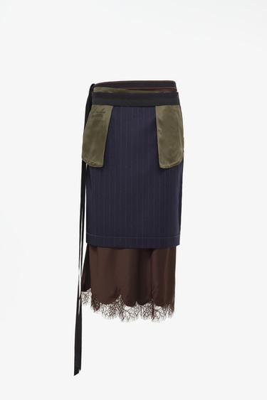 LIMITED EDITION COMBINED FABRIC WRAP SKIRT — Dark navy 1
