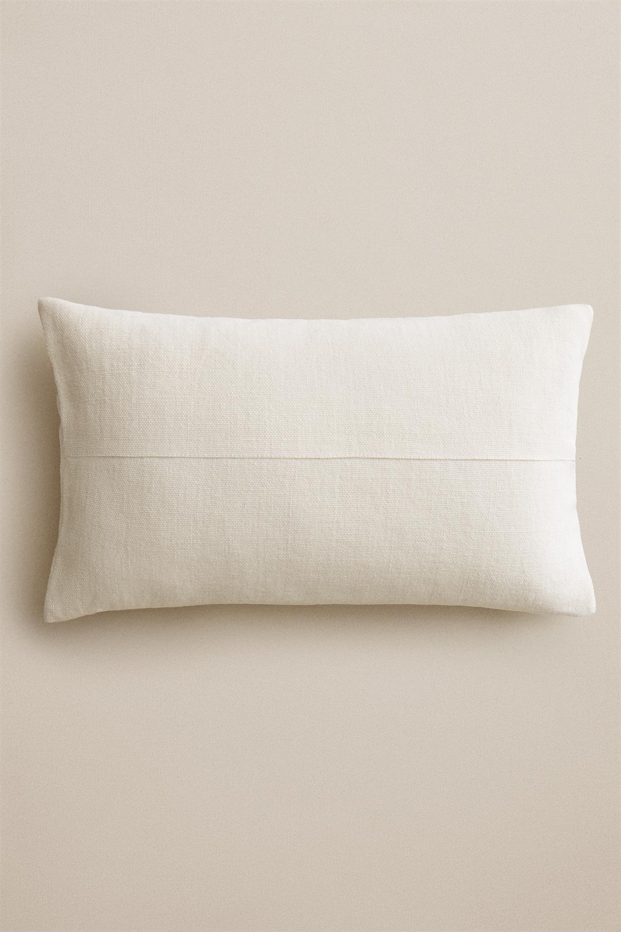 STITCHING THROW PILLOW COVER — Ecru