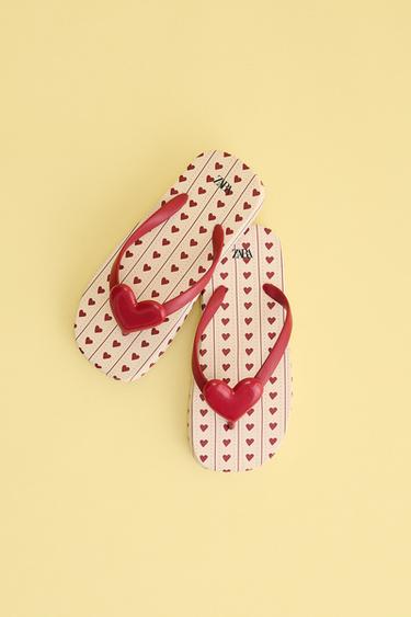 Zara HEART POOL SLIDES - Red