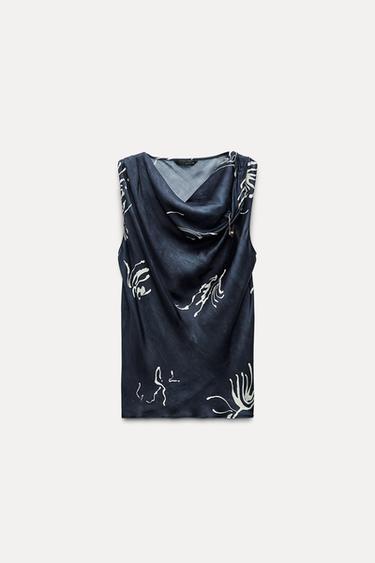 TOP FLUIDO ESTAMPADO - Marino de Zara