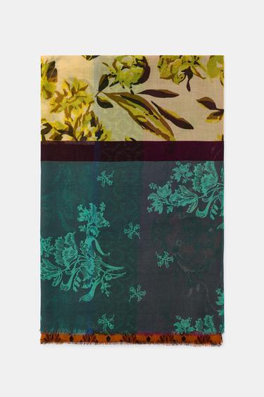 MODAL SILK FLORAL PRINT SCARF - Multicoloured by Zara