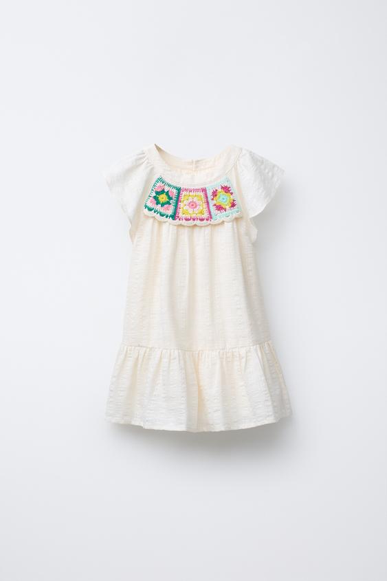 Zara Crochet Dress Beige
