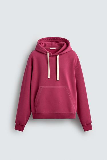 SWEAT SURPIQÛRES À CAPUCHE - Fuchsia de Zara