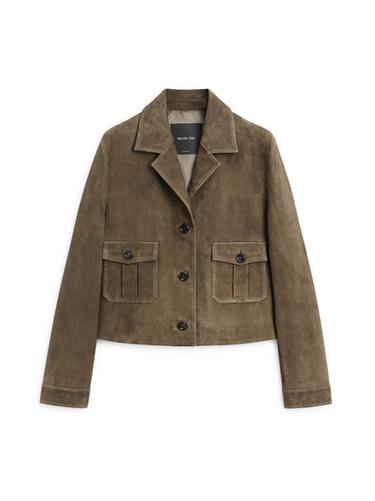 Zara Short suede leather jacket - Khaki