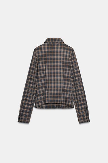 CHEMISE CINTRÉE À CARREAUX - Gris / Marron clair de Zara - Image 2