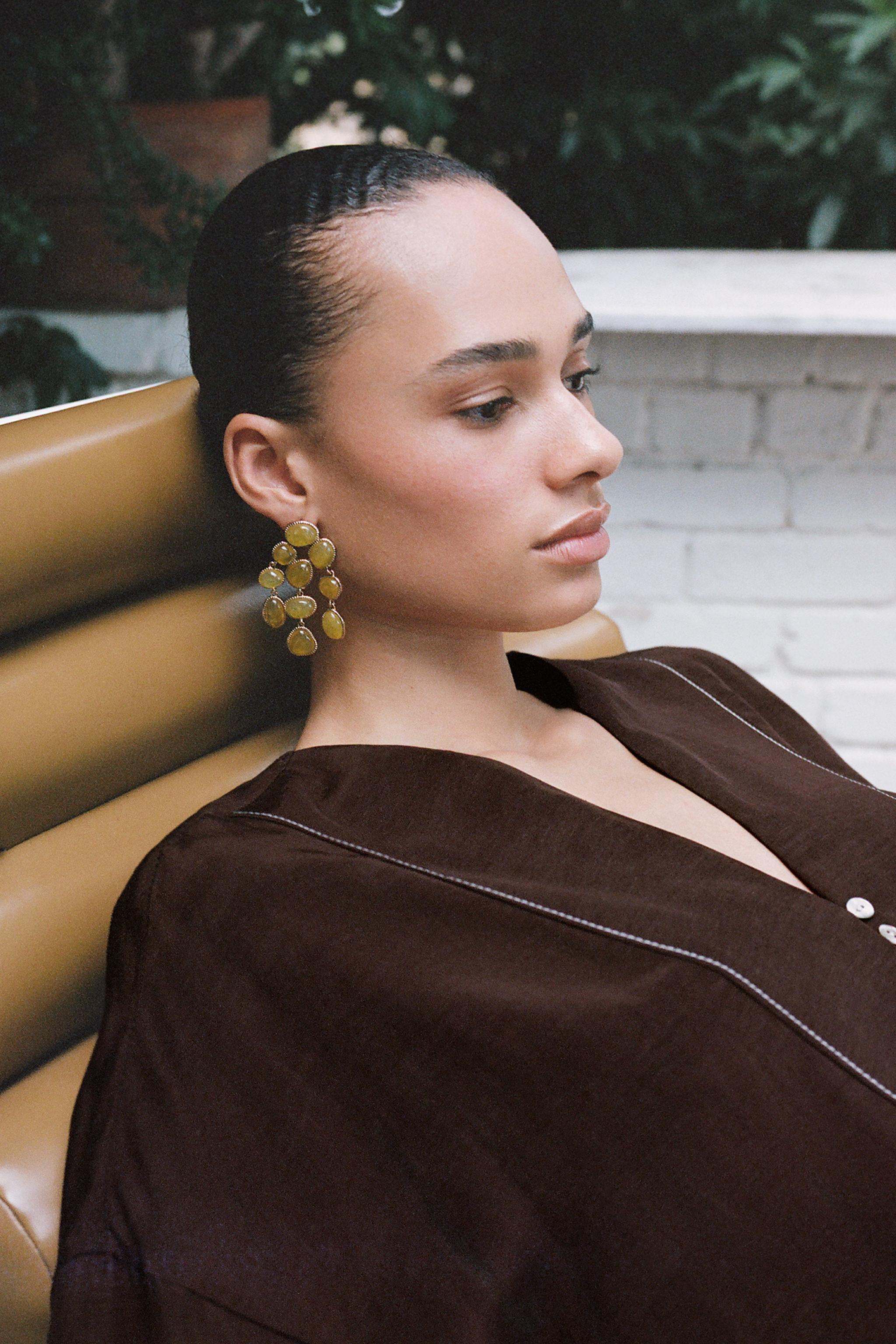CONTRAST STITCH LINEN SHIRT — Brown