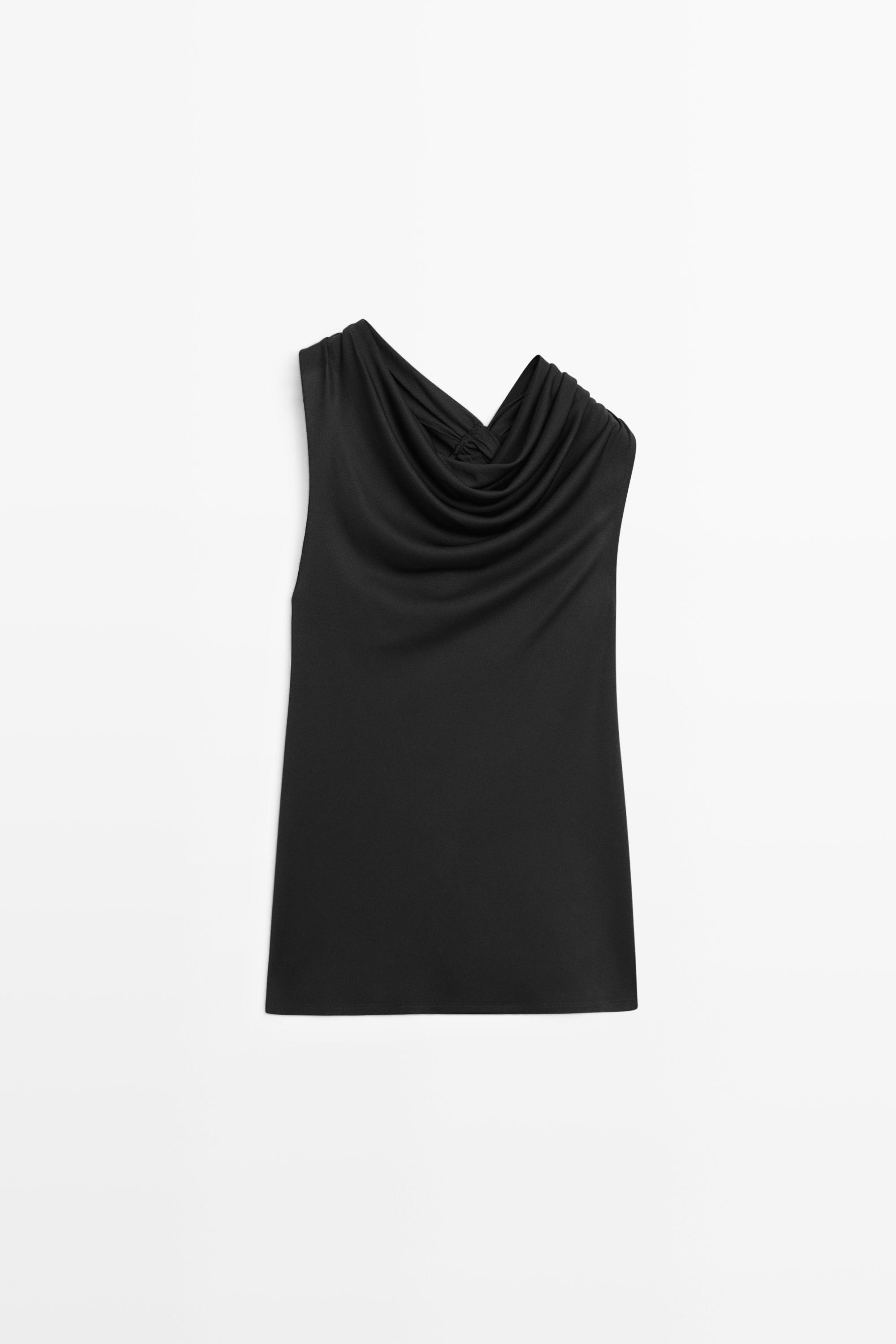 Flowing top with knot detail — Black