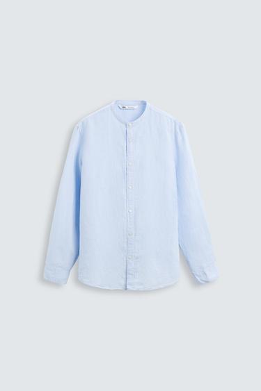 Zara LINEN - COTTON SHIRT - Sky blue