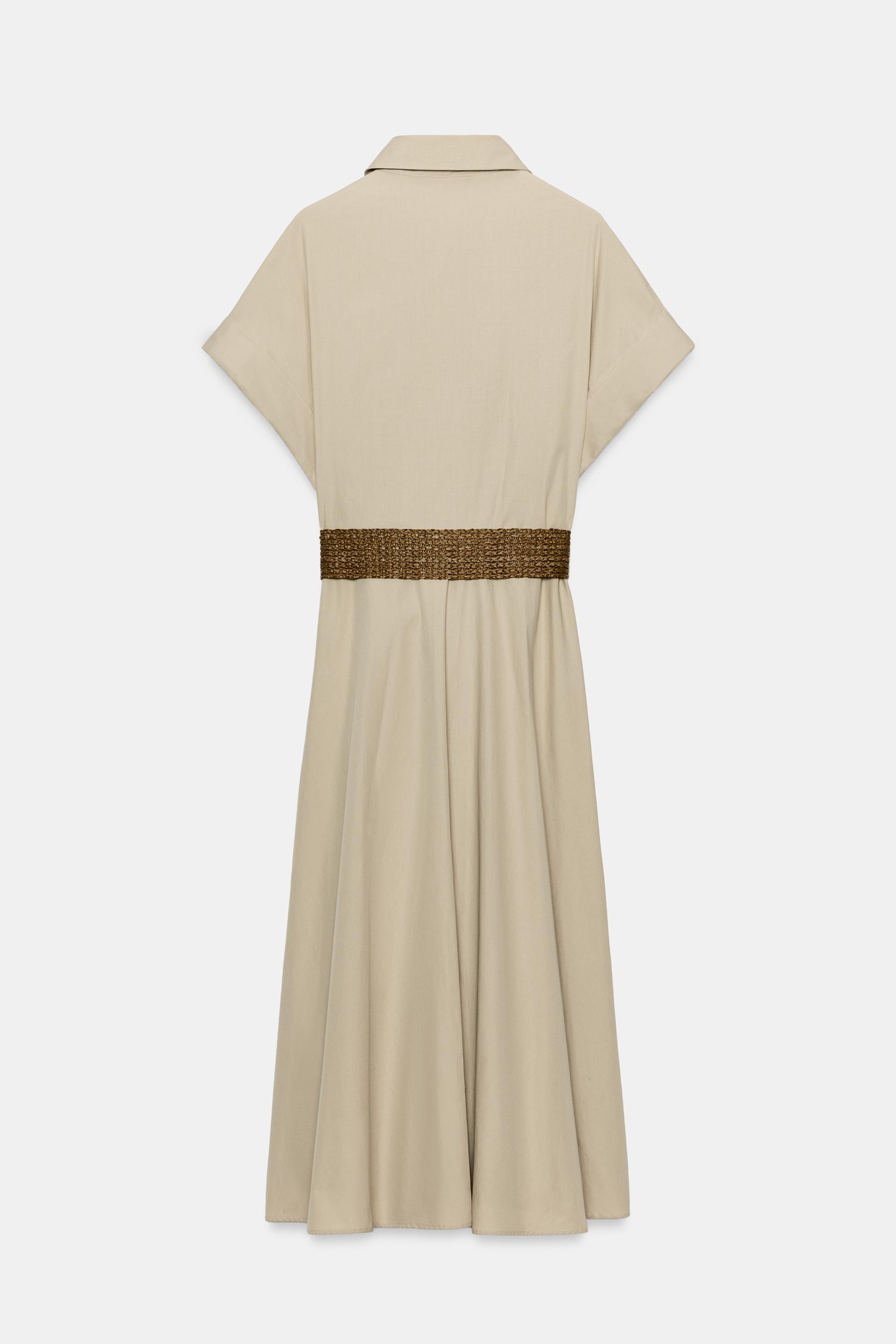 BELTED POPLIN MIDI DRESS thumbnail 7