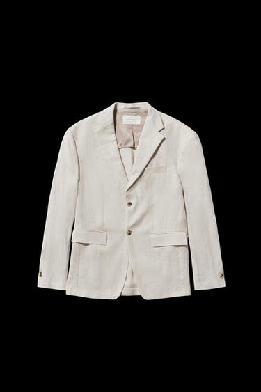100% LINEN SUIT BLAZER - Sand by Zara