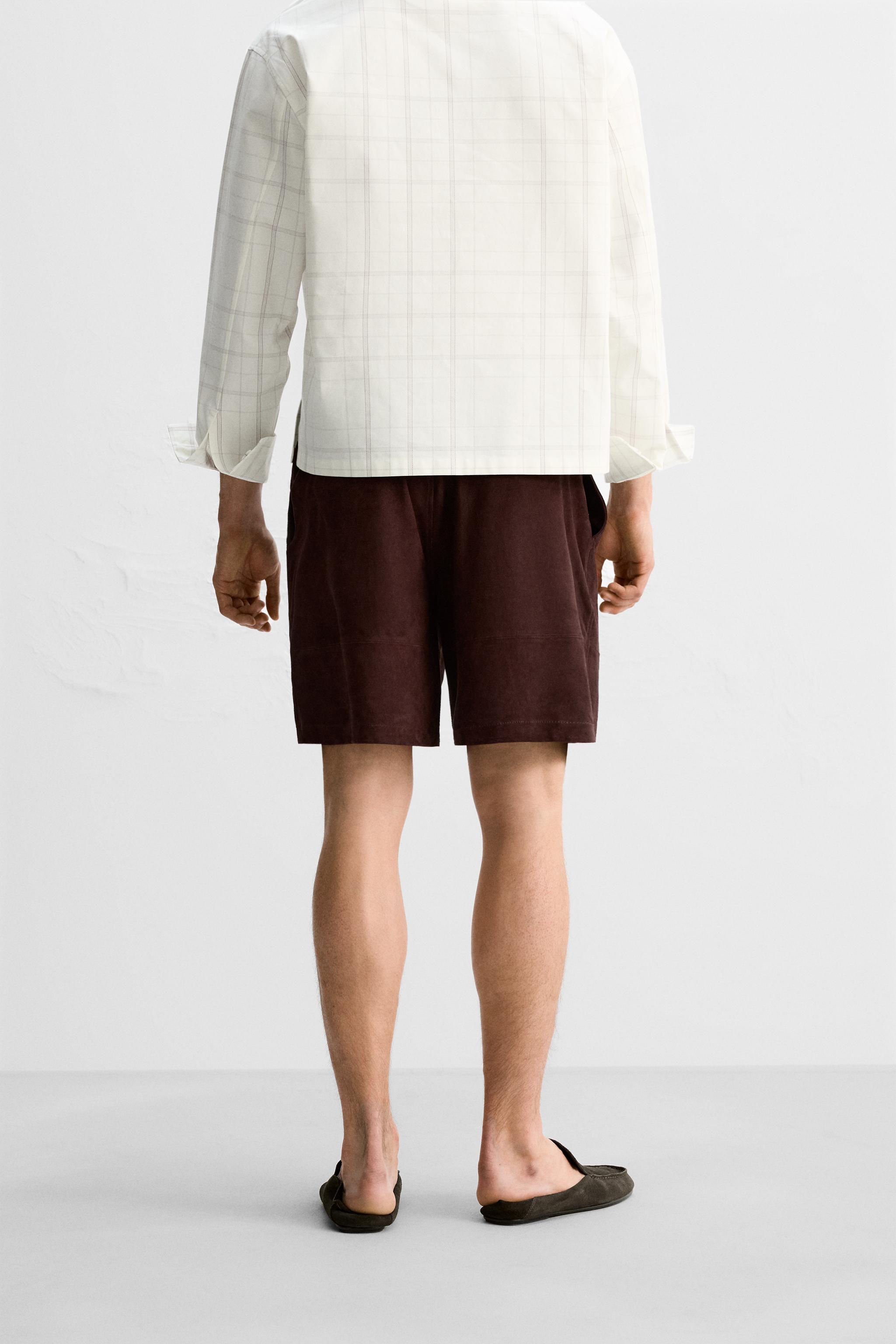 ZARA 限定版スエードレザーバミューダパンツ 9953/501 限定版スエードレザーバミューダパンツ - ブラウン | ZARA Japan