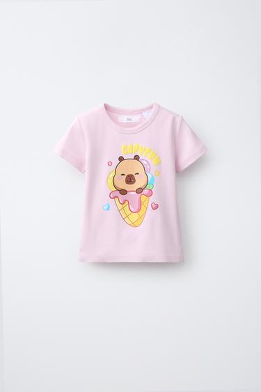 CAPYBARA CAPYFUN © RIBBED T-SHIRT - Pink by Zara