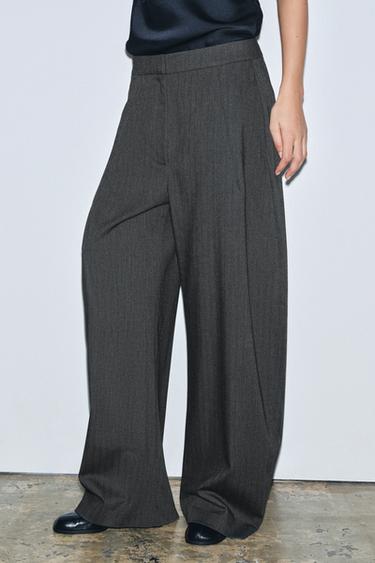 ZW COLLECTION TEXTURED BALLOON TROUSERS - Anthracite grey by Zara