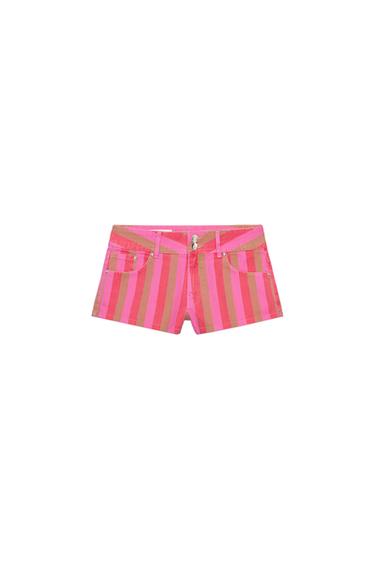 TRF STRIPED MINI DENIM SHORTS