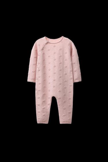 Zara LONG EMBROIDERED FLORAL KNIT JUMPSUIT - Light pink - Image 0