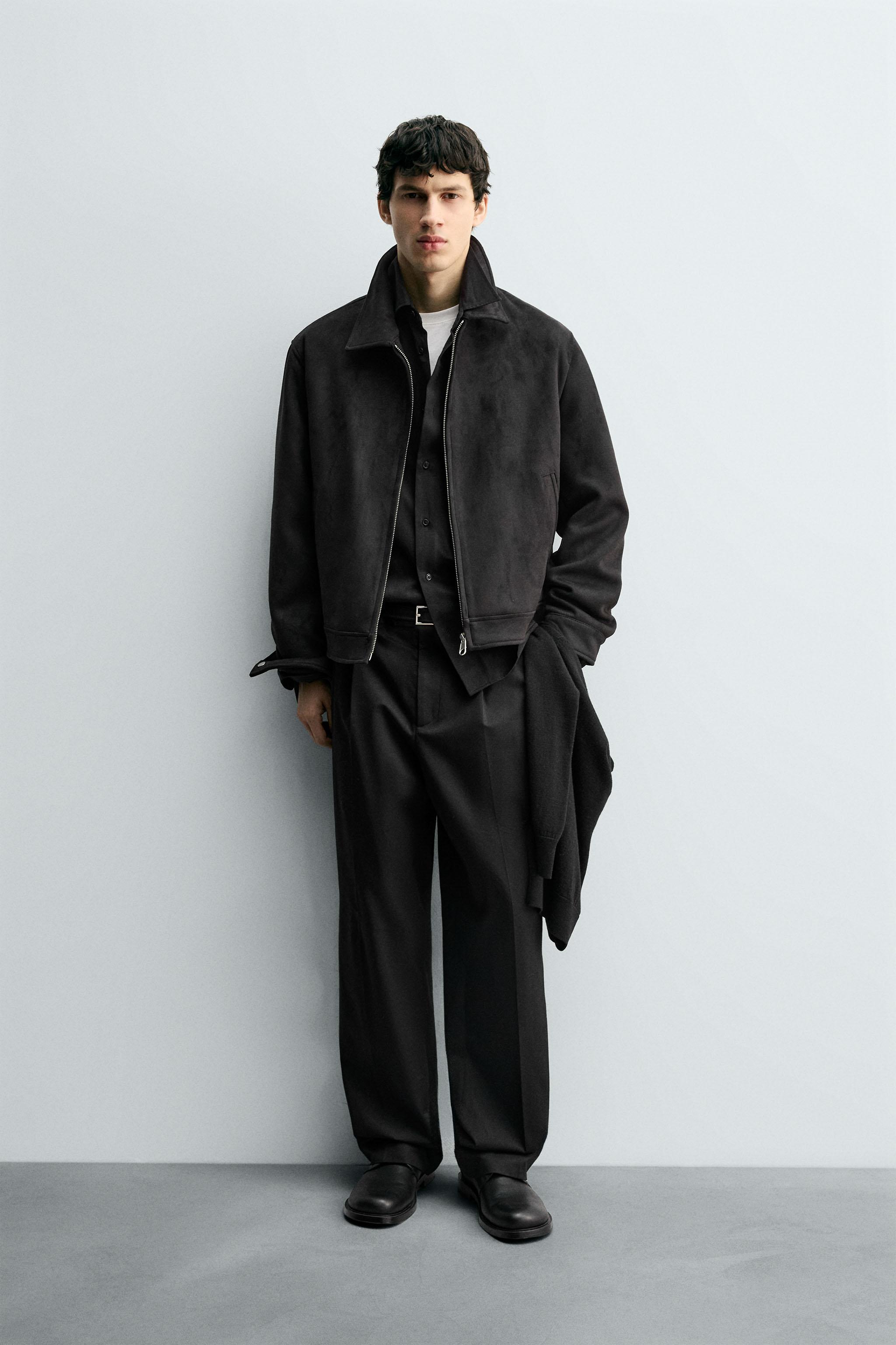 新品スエードダッドジャケットsuede dad jacket Man レッド パシュミー スエード ボンバー ジャケット