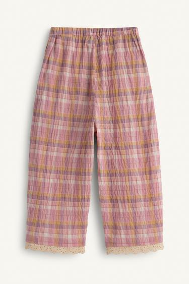 LIMITED EDITION TEXTURED CHECK TROUSERS - Pink by Zara - Image 5